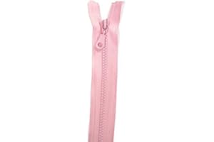 Jajasio 2 STK. Reißverschlüsse Grob Kunststoff 5mm teilbar in 25 Farben Grober Reißverschluss für Jacken Taschen rosa 35cm