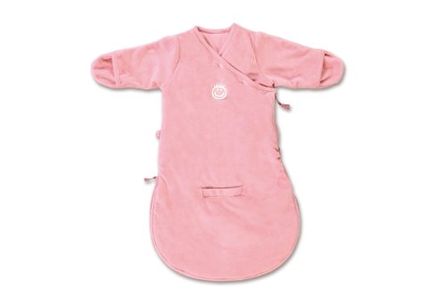 Baby Boum Unisex Baby 60cm Long Super Soft Velvet Sleeping Bag with Arms and Scratch Mitts Rose Pink 0-3 Months
