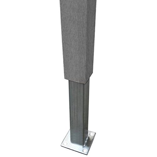 vidaXL WPC Gartenzaun Sichtschutzzaun Windschutz Zaun + Pfostenträger quadratisch Grau - 5