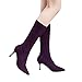 Produktbild Geili Damen Langschaft Stiefel Wildleder Spitze Stiefel mit Pfennigabsatz Frauen High Heels Schleifen Wasserdicht Lange Boots Warm Gefüttert Winterstiefel Schlüpfen Kniestiefel Hohe Schuhe