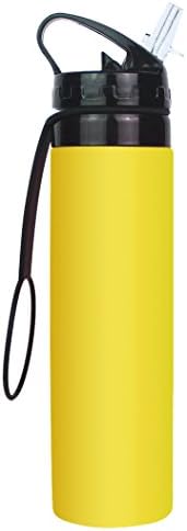 Collapsible Water Bottle, YUANFENG 20oz BPA-Free Leak-Proof Lightweight Silicone Sports Travel Camping Water Bottles (Yellow)