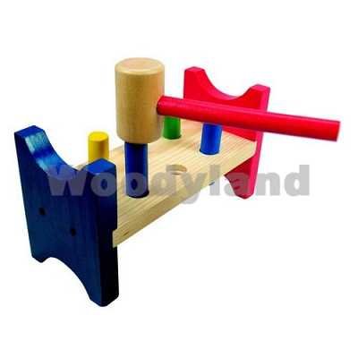 Woodyland 21.5 x 12 cm Didactic Toys Hammer Pegs (8-Piece)