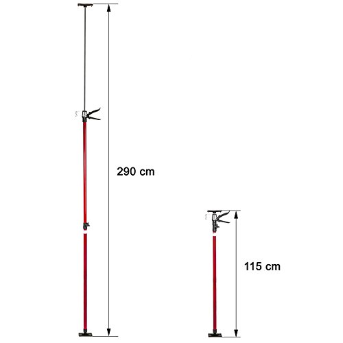 TecTake 2er Set Deckenstütze Montagestütze mit je 30 kg Tragkraft mit Blitzspanner 115 bis max. 290 cm Rot - 3