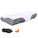 Oreiller en Mousse à Mémoire de Forme (60 x 40 cm) - Forme Ergonomique et Orthopédique Anti Douleur