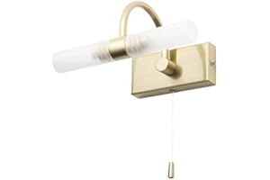 LITECRAFT Crista Wall Light Bathroom 2 Arm with Pull Switch - Satin Brass