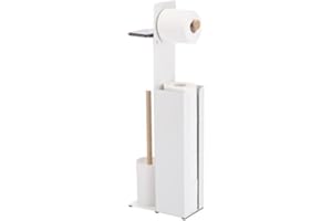 Spirella Combiné WC avec Support Smartphone Acier & Bambou Yoni Blanc Mat
