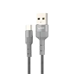 UBON Nylon Braided USB 2.4amp Fast Charging & Sync Cable WR-460 Extra Tough Quick Charge 12W Compatible with All C-Type Devices (3.3 Ft, Grey)