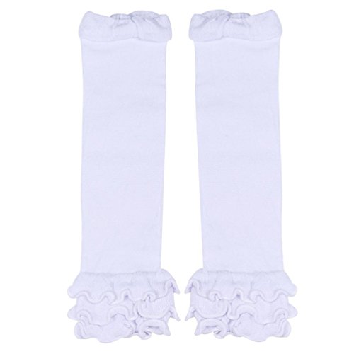 Koly Kids Girls Candy Color Kneepad Socks Leg Warmer Cotton Leggings (White)