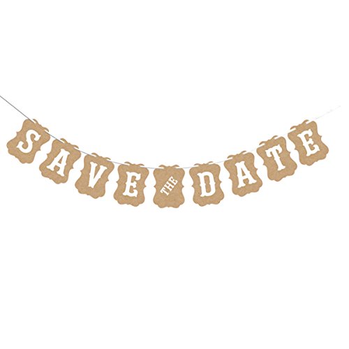 BESTOYARD Save the Date Letters Paper Banner Flag Garland for Wedding Party Hanging Decoration (Brown)