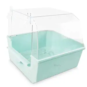Meric Bird Bath, Provides Good Hygiene and Feather Maintenance, with Transparent Top Cover and Universal Clips for Quick Installation, 1 Pc per Box, Blue Color
