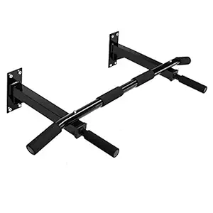 BODY MAXX Carbon-Steel Wall Mount Workout Bar-Heavy Duty Chin up Bar with 4 Foam Padded Hand Grips for Extra Comfort Home Gym Workout Training Equipment (Black) (BMPULLUPBAROCT)