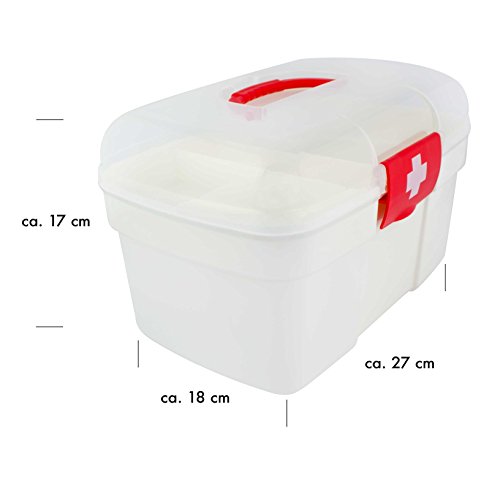 VENKON – Medizinbox Sortierkasten für Medikamente Organizer Erste Hilfe Box Hausapotheke – weiß - 3