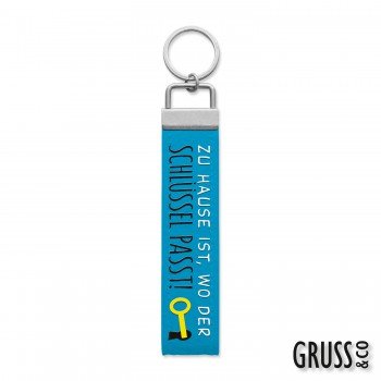 GRUSS & CO 44255 Schlüsselband "Zu Hause ist, wo der Schlüssel passt!", Filz, mit Ring aus Metall