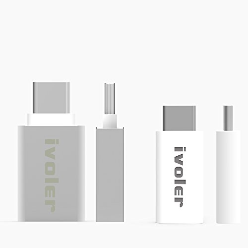 [6 in 1 Pack] USB C Adapter, iVoler® [3 Stücke] USB C auf Micro USB Adapter + [3 Stücke] USB C Adapter auf USB A 3.0 OTG Konverter für MacBook 2015, Macbook Pro 2016, ChromeBook Pixel, LG G5/G6, Samsung Galaxy S8/S8+, Huawei P9/P10/P10 Plus, Nokia N1, OnePlus 3, Lumia 950 und mehr – Weiß - 2