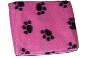 PET GURU Pink SOFT COSY WARM FLEECE PAW PRINT PET BLANKET DOG PUPPY ANIMAL CAT BED