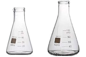 Rocwing - Borosilicate 3.3 Glass Graduated Conical Erlenmeyer Flask for Laboratory (50ml+100ml)