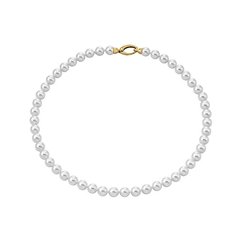 Majorica - Collar Corto de 45 cm, 8 mm Perlas Blancas Redondas