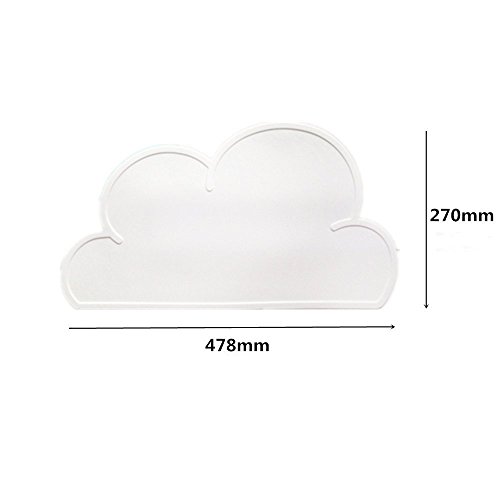 DaoRier Silikon Platzdeckchen Platzsets Kinder Tischset Wasserdicht Mahlzeit Matte Rutschfeste Potholder Wolke Geformte (Weiss) - 2