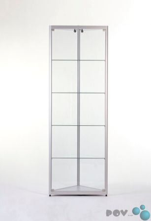 Preisvergleich Produktbild POV® Eckvitrine WMS H500-H-Tech, silber, dreieckig