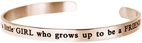 Qina C 316L Stainless Steel Daughter Friend Adjustable Cuff Bracelet Wristband Bangle