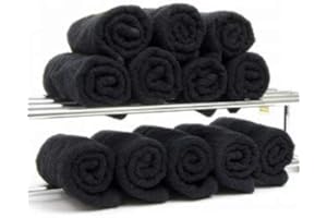 aztex Asciugamani da Parrucchiere, Asciugamani da Salone, Asciugamani, 50 x 85 cm - Nero (Confezione da 12)