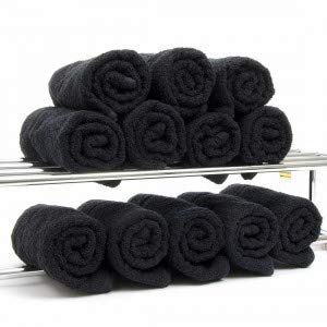 TowelsRus Toallas de peluquería Negro (Reactive Dyed, Pack of 12)