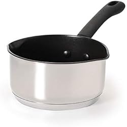 ProCook Gourmet Stainless Steel - Petite Casserole Induction INOX 14cm - Poêlon à Lait Antiadhésif sans PFOA - Becs Verseurs - Poignée Silicone Isolant - 14 cm / 1,1 l