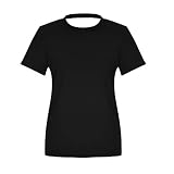Yvelands Damen T-Shirts Tops Bluse Solid Dew Zurück Kurzarm Bluse Weste Tank Top (Schwarz,M)