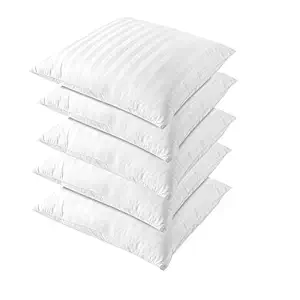 Amazon Brand - Umi Satin Stripe Microfiber Cushion Insert/Filler 16 Inches X 16 Inches - White (Pack of 5)