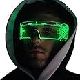 Lizhasie Cyberpunk Glasses LED Light Up with 7 Colors 5 Modes, Visor Sunglasses for Cosplay Take Photo Gig Bar Club Party DJ