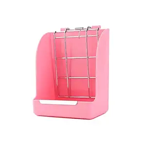 Wontee Rabbit Hay Feeder Rack Plastic Food Bin for Bunny Guinea Pig Chinchilla Small Animals (Pink)