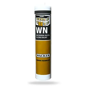 Buildingshop X Wacker WN Silicon Sealant Waterproof (10.1 oz Tube) Windows, Aquarium, Tiles, Kitchen Also For Bonding Gel Gun (Wacker WN, Black)