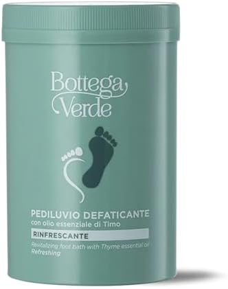Bottega Verde - Pediluvio Defaticante, 250 g, con Olio Essenziale di Timo, Sali Rinfrescanti, Rilassanti e Rigeneranti per Piedi e Gambe