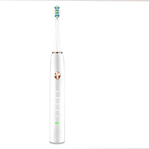 White And Clean Electric Rechargeable Toothbrush Sonic Toothbrush Waterproof Different Brushing Modes Wireless Sensor Electric Toothbrush Adult Rechargeable Ultrasonic Vibrating Toothbrush,White