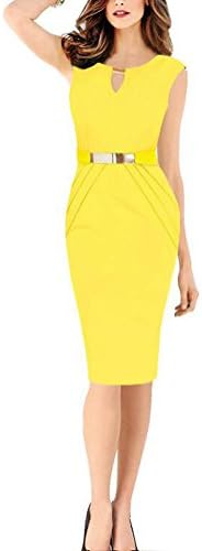 SunIfSnow Women Elegants Ruched Sexy Outfit with Metal Buckle V-Neck Sheath Dress L