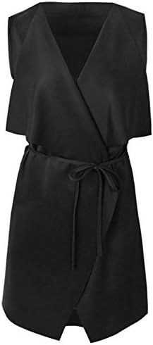 New Womens Waterfall Cape Celebirty Sleeveless Coat Cardigan Jacket Top UK 8-22 (UK 16/18, BLACK)