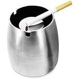 Windproof Ashtray, Stainless Steel Ashtray, Unbreakable Cigarette Ash Holder with Soft Pad at the Bottom to Prevent from Scratching Table for Home Office Outdoor