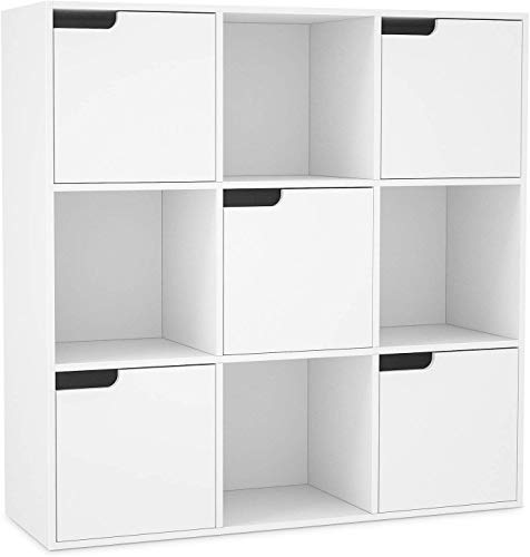 Homfa Meuble de Rangement Bibliothèque Etagère en Bois (9 Cubes 5 Portes)