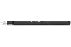 Kaweco SPECIAL Stylo plume noir en aluminium au format octogonal huit cants I Stylo plume exclusif pour cartouches d'encre avec boîte cadeau en métal I Largeur de plume F (fin)