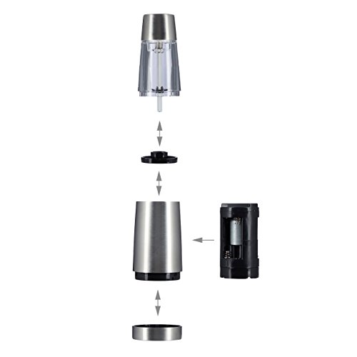 Relaxdays Elektrische Pfeffermühle, Edelstahl, Keramikmahlwerk, batteriebetrieben, silber - 3