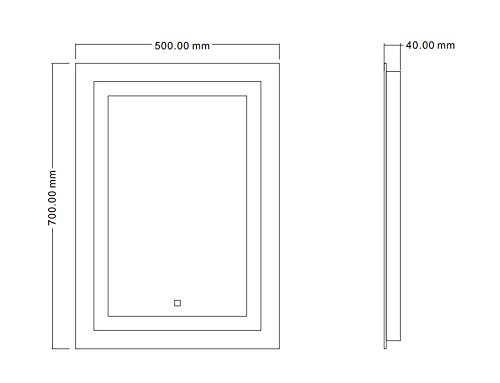 Dr. Fleischmann LED-Beleuchtung Badspiegel GS099 Lichtspiegel Wandspiegel 50x70cm mit Touch-Schalter Tageslichtweiß IP44 - 4