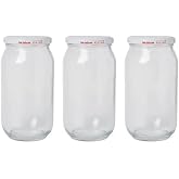 3 Adet 1000 ml Metal Beyaz Konserve Kapaklı Şeffaf Paşabah&ccedil;e Menemen Turşuluk Cam Kavanoz