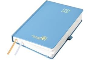 POPRUN Agenda 2025 2026 Journalier A5 21,5 x 14,5cm, 1 Page par Jour D'Août 2025 à Juil 2026 12 Mois, Planner Scolaire Couverture Rigide, Poche intérieure, Papier 80g/m², Bleu brume