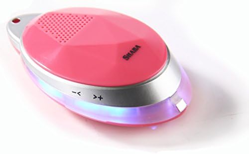 Wearable Speaker with neck strap, SHABA Smart Bluetooth Speaker with Selfie Remote control, LED Light effect, voice recorder, hand-free (Pink)