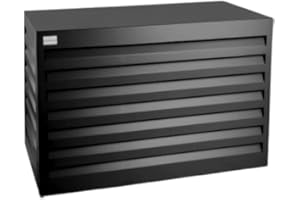 EVOLAR Evo-Cover Abdeckung/Verkleidung für Klimaanlage und Wärmepumpe für Außengerät Garten Balkon – Schutzgitter/Sichtschutz aus Aluminium mit Lamellen – Modell: XS, Farbe: SCHWARZ