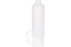 BenBow Bottiglia in plastica HDPE da 10x 1000 ml con tappo a vite e scala per una sicura conservazione di liquidi e sostanze chimiche - ideale per uso domestico, laboratorio ed industria