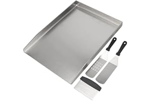GriHero 45x30CM Edelstahl Grillplatte, BBQ Plancha Grillschale für Napoleon Rogue (auch mit Heckbrenner), Weber Holzkohle und Die meisten Grills