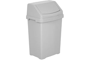 JMS WE CREATE SMILE Plastic Swing Lid Bins Recycle Waste Dust Bin 8/25 /50 L Home Kitchen Office (8 Litre, Silver/Grey)