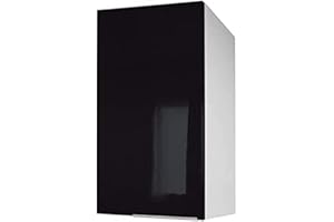 BERLIOZ CRÉATIONS Berlioz Creations CP4HN Hängeschrank für Küche mit 1 Tür in schwarzem Hochglanz, 40 x 34 x 70 cm, 100 Prozent französische Herstellung