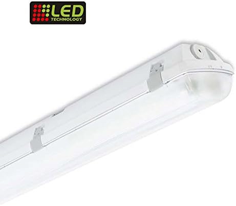 LED Waterproof fitting 5ft for LED tubes (not incl.), IP66, polycarbonate, with stainless steel clips
